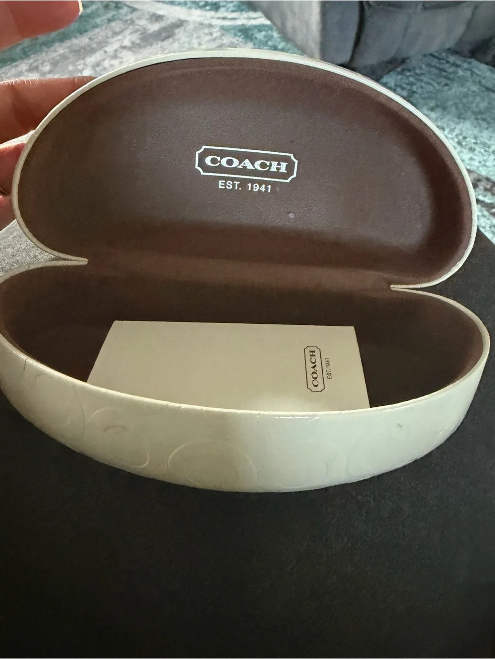 Coach Cream & Brown Signature Eyewear Case